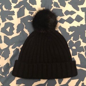 J.Crew Black Pom-Pom Beanie (NEW WITH TAGS)